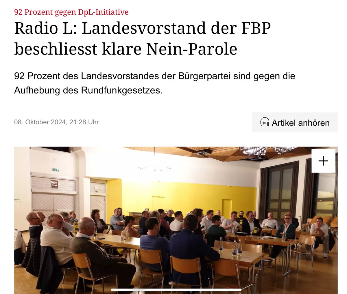 NaffChristian's tweet photo. Interessant, dass die FBP aus Angst vor einer weiteren Reduktion der Medienvielfalt voll aufs Radio L setzt. 

Ich spreche mich ebenfalls klar für eine vielfältige und lebendige Medienlandschaft aus, würde aber genau deshalb die jetzige Sonderstellung des Radio L aufheben... https://t.co/aC97eLLNdy