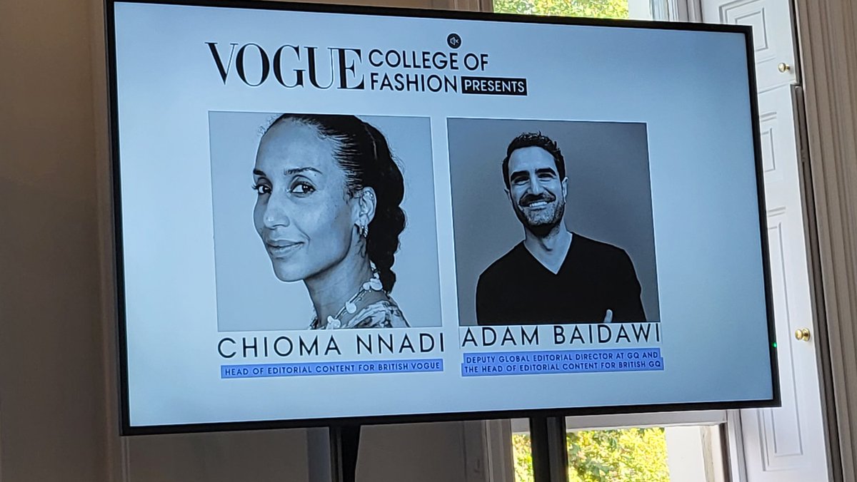 ItsLabidjanaise's tweet photo. @chiomannadi and @AdamBaidawi discussing career development and the future of the industry yesterday at the @vogue_college #britishvogue #fashionindustry #voguecollege #VCF https://t.co/7Y5LlICMJL