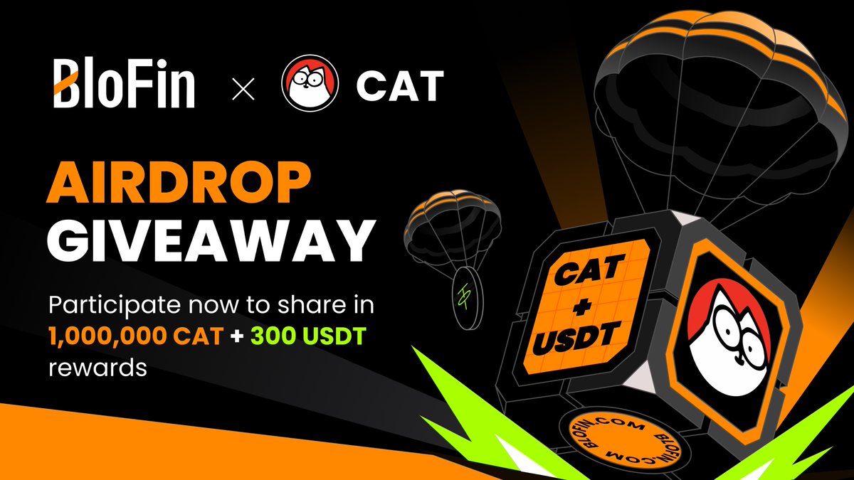 BloFin x <a href="/SimonsCatMeme/">Simon's Cat Token</a> Airdrop Giveaway! 🐳

Participate for your chance to win a share of 1,000,000 $CAT and 300 USDT! 🐱

To Enter:

🔸 Like, RT, Follow <a href="/BloFin_Official/">BloFin Exchange</a>, <a href="/SimonsCatMeme/">Simon's Cat Token</a>
🔸 10 winners announced in 7 days 🚀