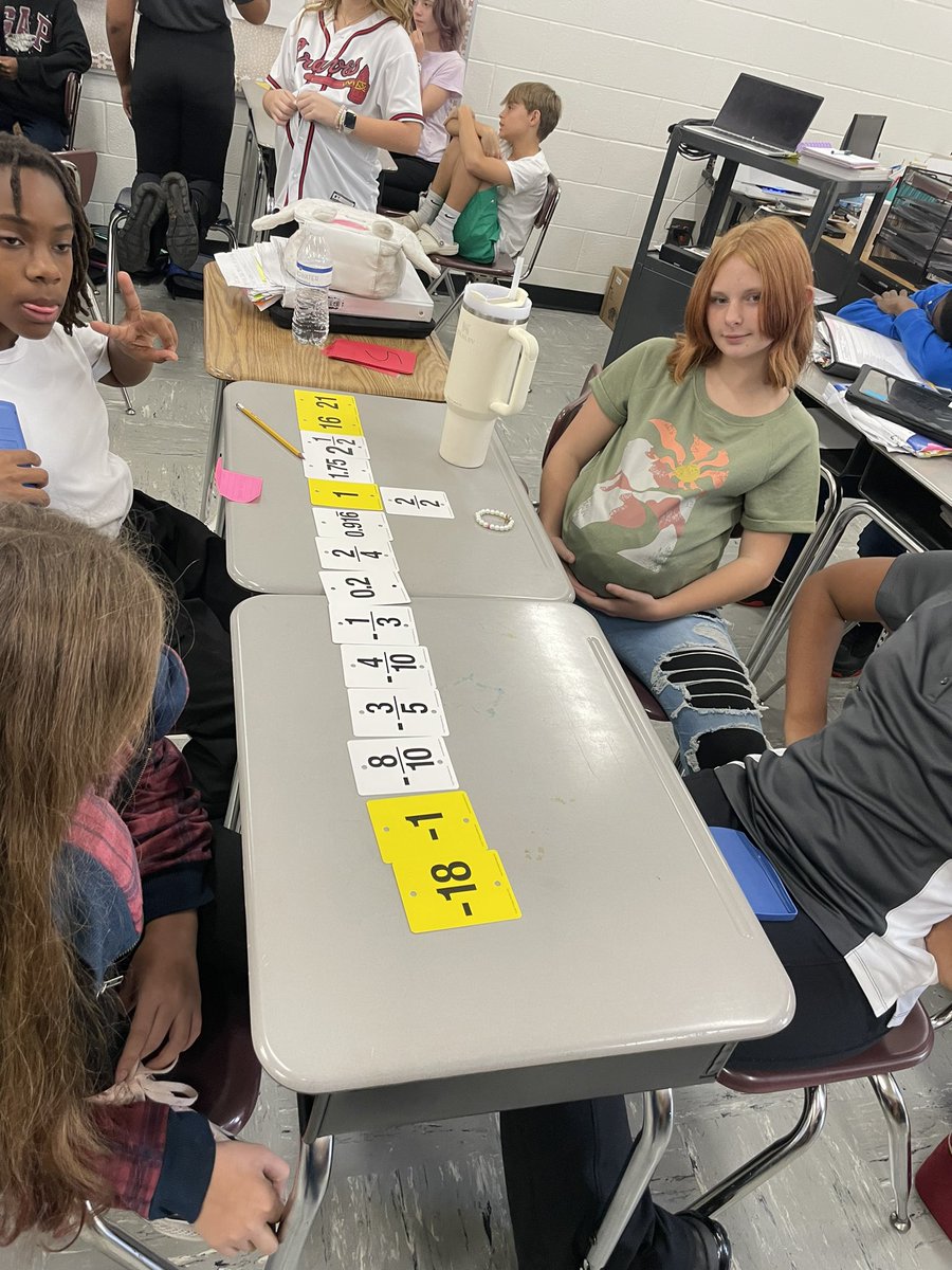 E_Gardner6's tweet photo. Number line fun today, sorting, comparing, ordering , converting, thinking, finding equivalents. @ugmswolverines https://t.co/0I8H1PT5Kp