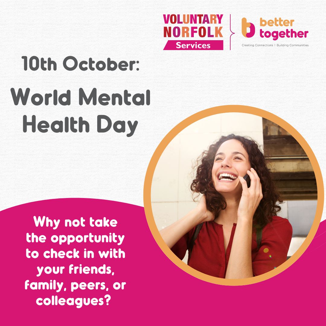 Today is #WorldMentalHealthDay.📢

Better Together seeks to tackle loneliness and in so doing help prevent mental health problems among the people we support.🫂

So, on World Mental Health Day and beyond it, why not check in with your friends, family or colleagues?☎️