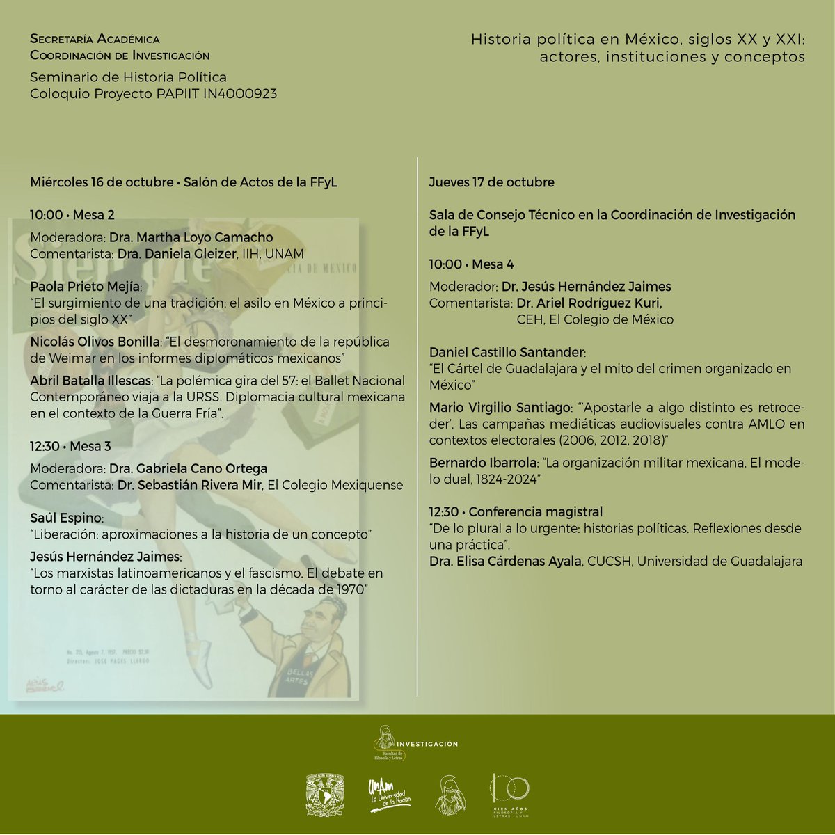 Asiste al Coloquio Historia Política en México, siglos XX-XXI.  15 y 16 de octubre  en <a href="/filos_unam/">Filosofía y Letras UNAM</a>