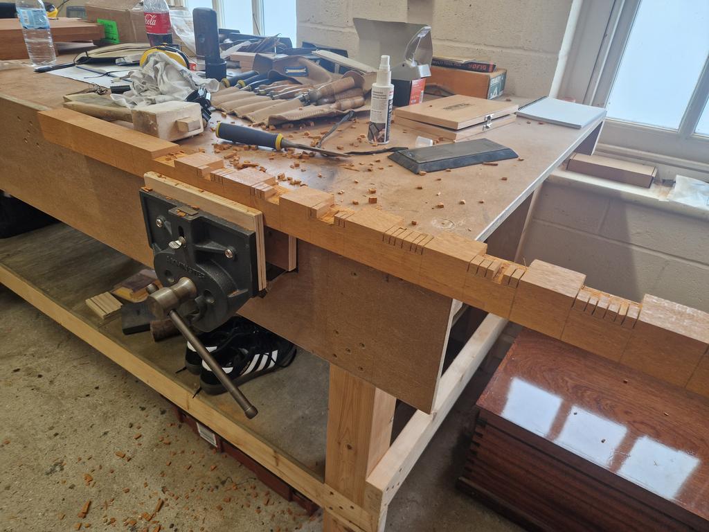 LinxBoatBuilder's tweet image. Been busy working on the rope table repair. Slowly getting there. We were a bit low on appropriate sized opepe :. Scarph joint. Replacing the side where the damage and wasp eaten was. There's a repair to do on the base too. #Joinery #Boatbuilding #Shipwright #Skills #Hartlepool