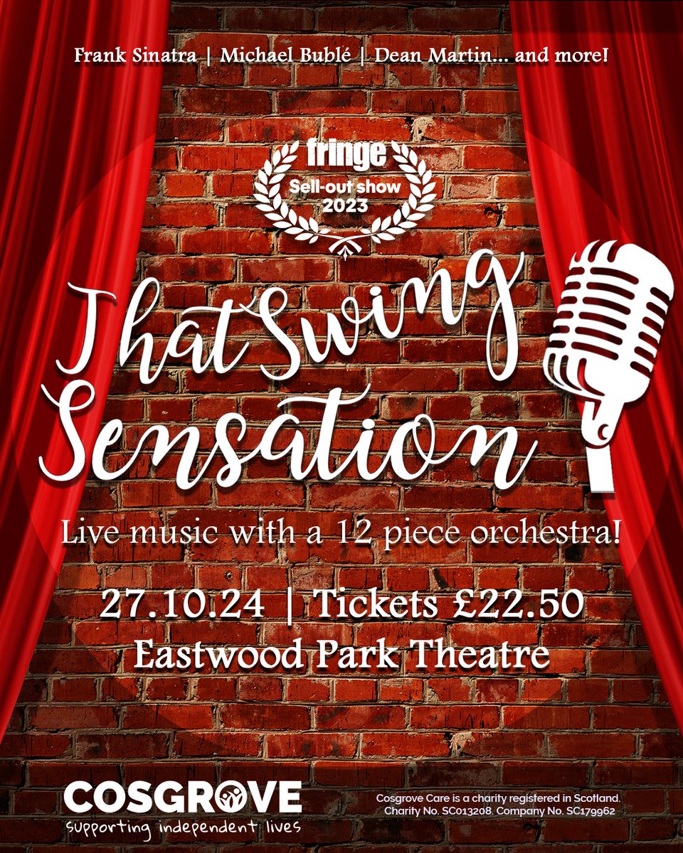 Cosgrove is hosting it's popular Tribute Concert at the Eastwood Park Theater October 27th! 🎶 Tickets on sale now from the theater's website: tinyurl.com/5abrrtd6 or by calling the box office on 0141 577 4956!