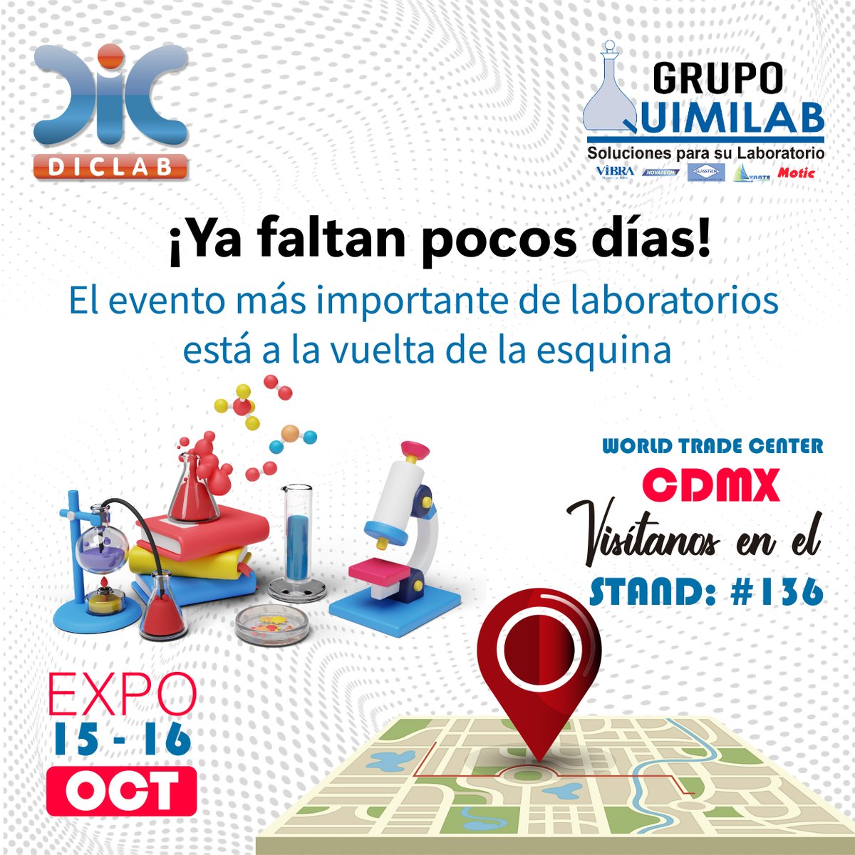 quimilab's tweet photo. ¡Explora el futuro de laboratorio en la @expomaterialparalaboratorio! Únete a nosotros para explorar las últimas innovaciones, tendencias y avances que están transformando el mundo.🧬 https://t.co/GcMuqQjw4d