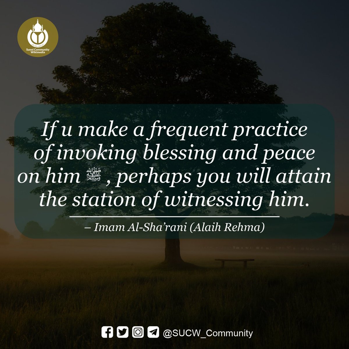 If u make a frequent practice of invoking blessing and peace on him ﷺ , perhaps you will attain the station of witnessing him.

– Imam Al-Sha’rani (Alaih Rehma)