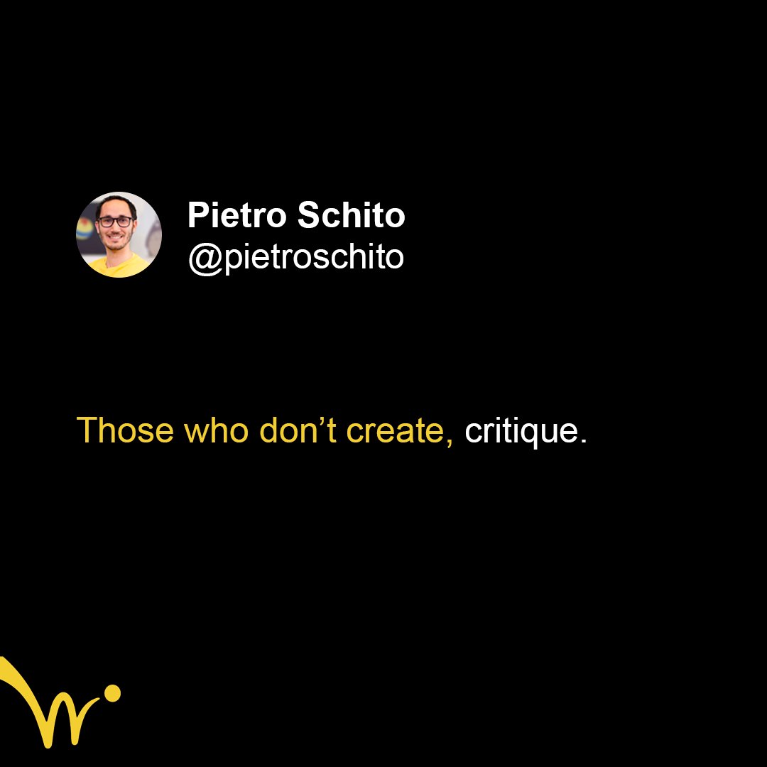 pietroschito's tweet image. Those who don’t create, critique. #WriteForAnimation #Screenwriting #ScreenwritingTips