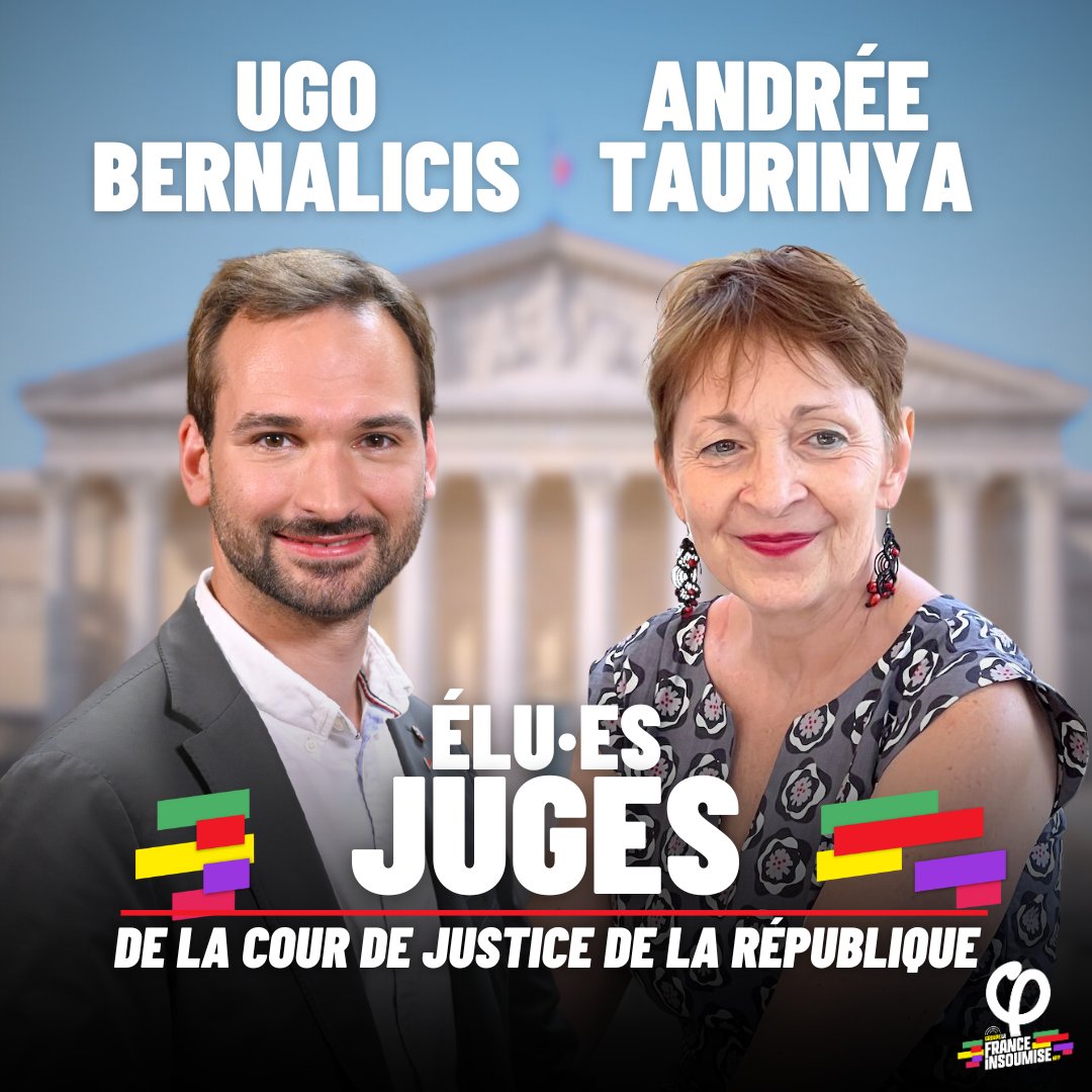 🔴⚡️ Félicitations à Ugo Bernalicis et Andrée Taurinya, élu·es Juges de la Cour de Justice de la République !

#DirectAN