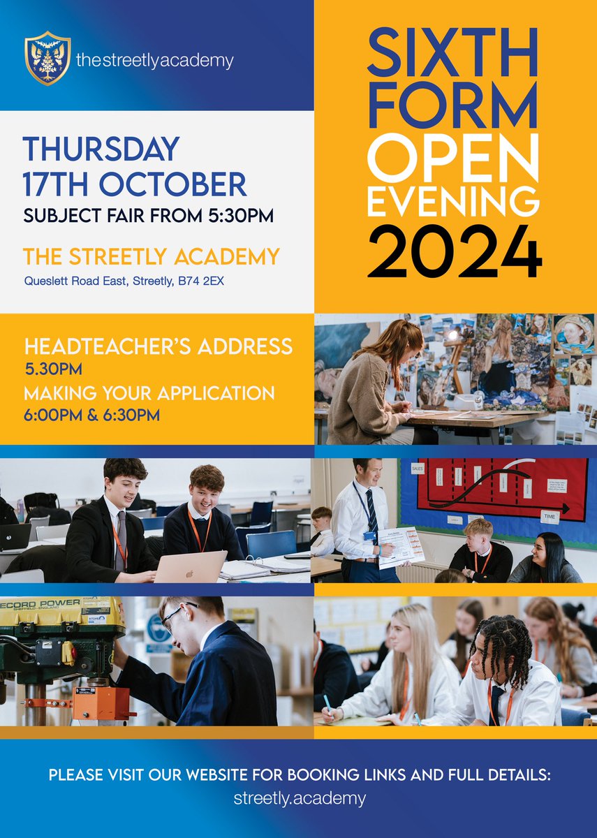 Register for our Sixth Form Open evening on the link below  

streetlyacademy.applicaa.com/year12