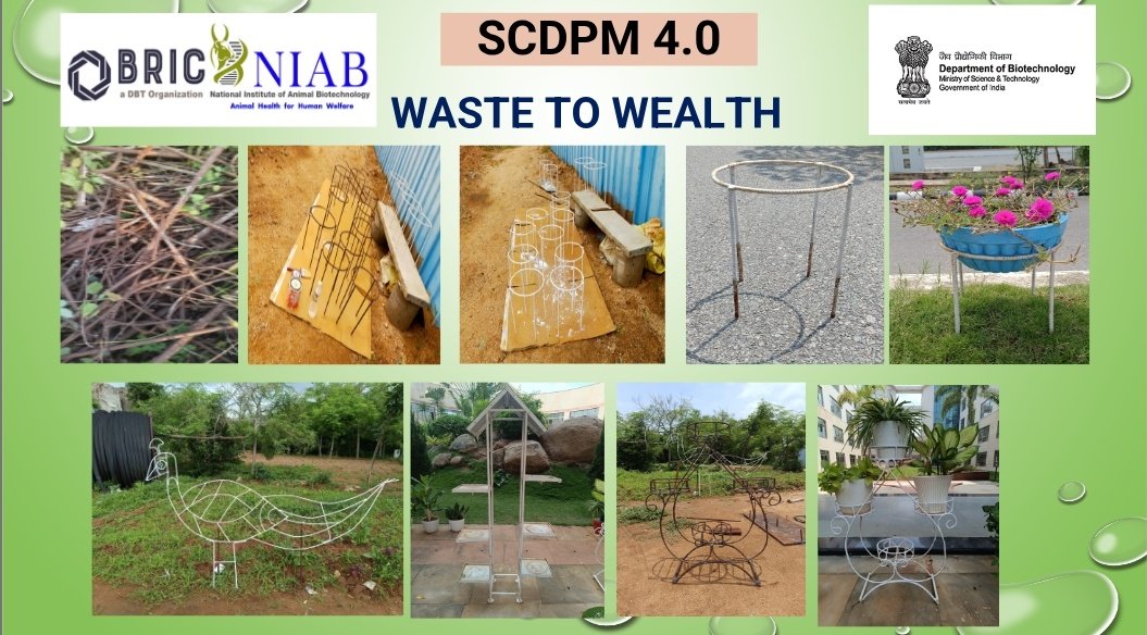 HydNiab's tweet photo. Wonderful work towards "𝑾𝒂𝒔𝒕𝒆 𝒕𝒐 𝑾𝒆𝒂𝒍𝒕𝒉" done at @HydNiab during #SCDPM4.0 from the waste iron rods/materials left during the construction work and now turned into beautiful iron planters.
#specialcampaign
@DBTIndia
@GTaruSharm88625 https://t.co/E8WMdK5CMs