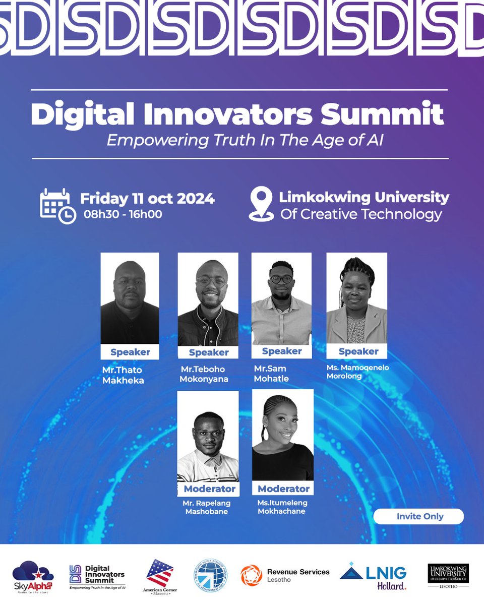 It is all systems go for the Digital Innovators Summit on Friday, October 11th at Limkokwing University of Creative Technology!

Stay connected with us by following our social media pages for real-time updates and exciting announcements! @DIS_Lesotho2024