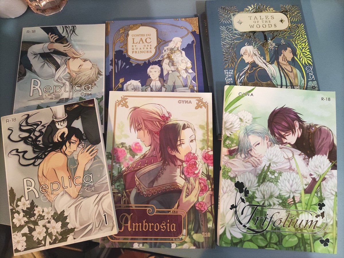 cynabrum's tweet photo. A little reminder to myself that I've accomplished a few things and can be proud of myself even when I don't feel like I should. 😢 
Here are all the original BL comics I've finished and had printed. https://t.co/AYUhCR6fmg