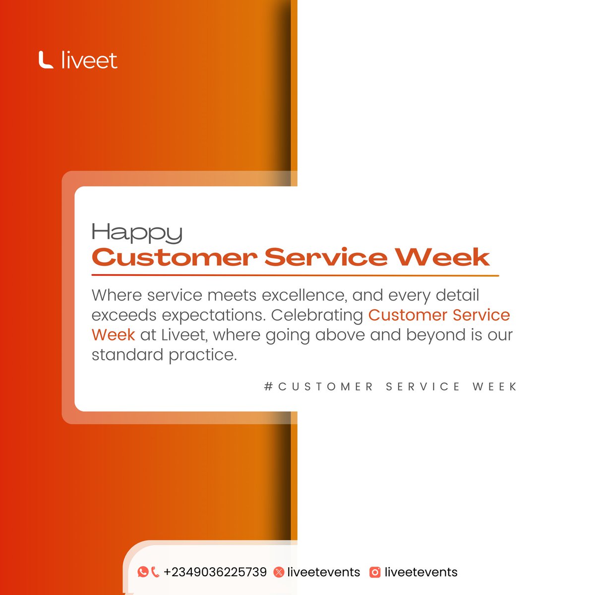 Liveetsocials's tweet photo. Happy Customer Service Week from all of us at Liveet! 😍 https://t.co/Kk4gqF0b7k