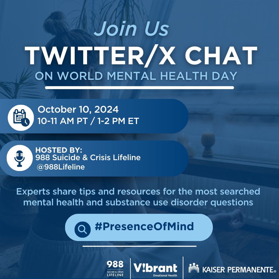 calm's tweet image. You can also join us for the #PresenceOfMind Twitter/X Chat tomorrow at 10 a.m. PT as we discuss mental health topics on #WorldMentalHealthDay with mental health experts who will offer tips and share resources. 

See you then!💙