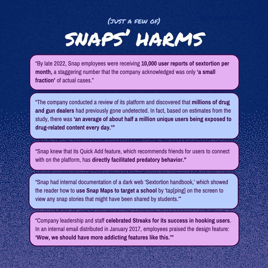 Platforms like Snapchat refuse to self-regulate despite what’s at stake. We need legislation. A September poll released by <a href="/IssueOneReform/">Issue One</a> and <a href="/fairplayforkids/">Fairplay</a> revealed that 86% of US voters support the Kids Online Safety Act — let’s get it done.