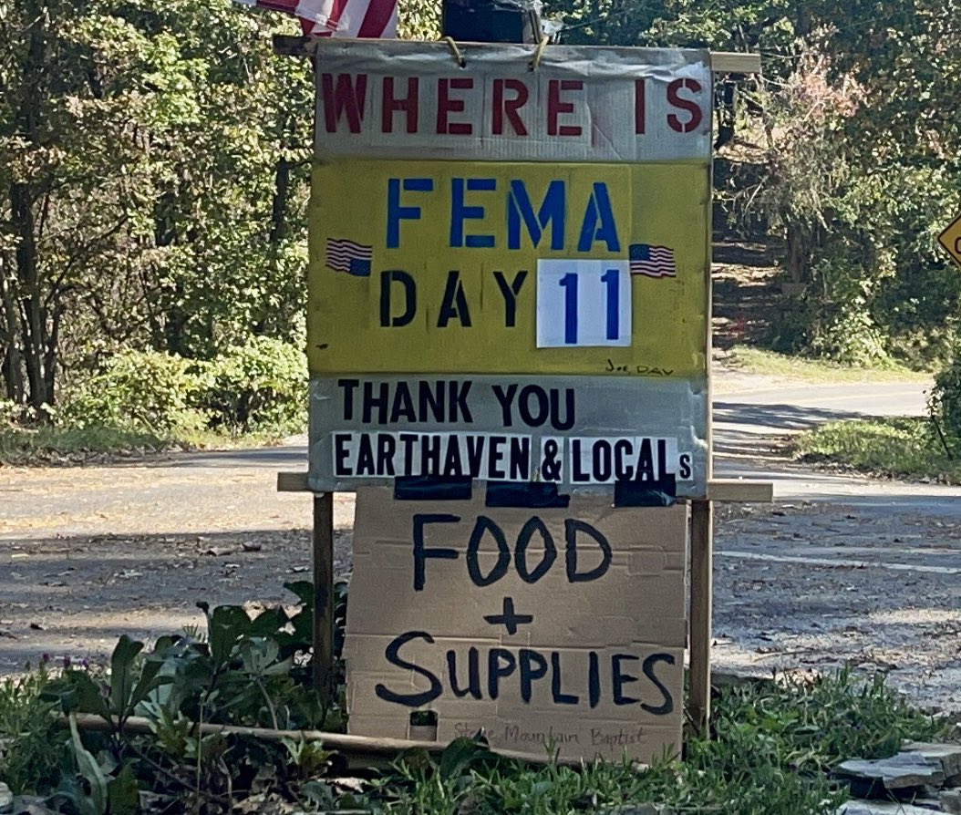 Brett_Jensen's tweet image. I spent Tuesday outside of Bat Cave, located in the mountains of NC. It’s one of the hardest areas hit by Hurricane Helene 11 days earlier. I spoke to  residents that don’t have electricity, internet &amp;amp; cell service. I asked each of them about the help they’ve received from FEMA,…