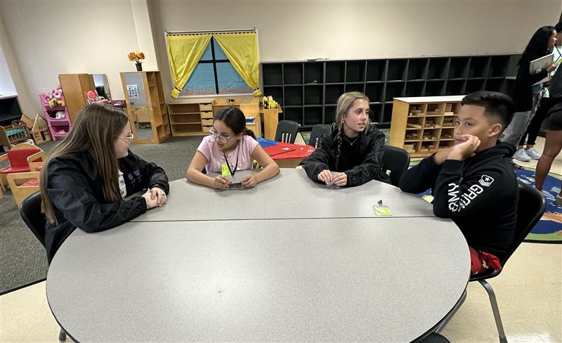 HREMustangs's tweet photo. The room was buzzing with excitement as the RPHS PALS students met our HRE students for the first time! Our students bonded and shared stories. It's wonderful to see these connections forming! #RPHSPALSProgram #HREProud #StudentLeaders #CommunitySpirit #PostiveRoleModels https://t.co/QQJs6trz2U