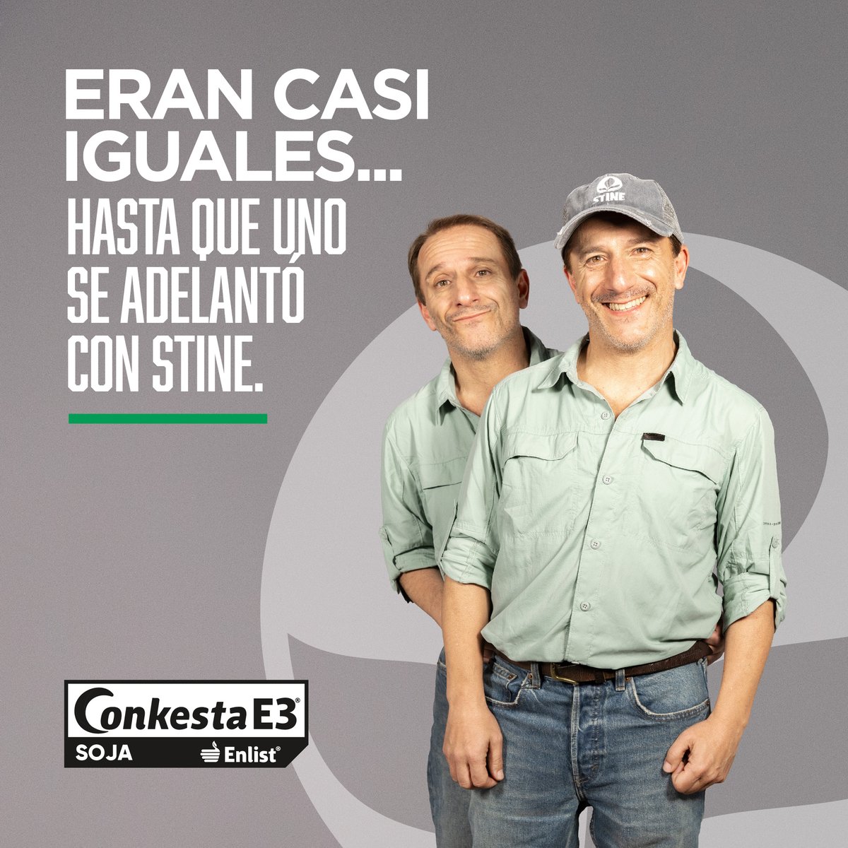 Pablo ya sabe que todas las variedades de STINE son Enlist E3. Además, ahora llegó Conkesta E3! 
Y eso también lo pone un paso adelante en rinde. 🌱
No seas como Pedro que elige la misma soja de siempre y en esta campaña elegí la genética en Soja Nro 1 del mundo. Elegí Stine.