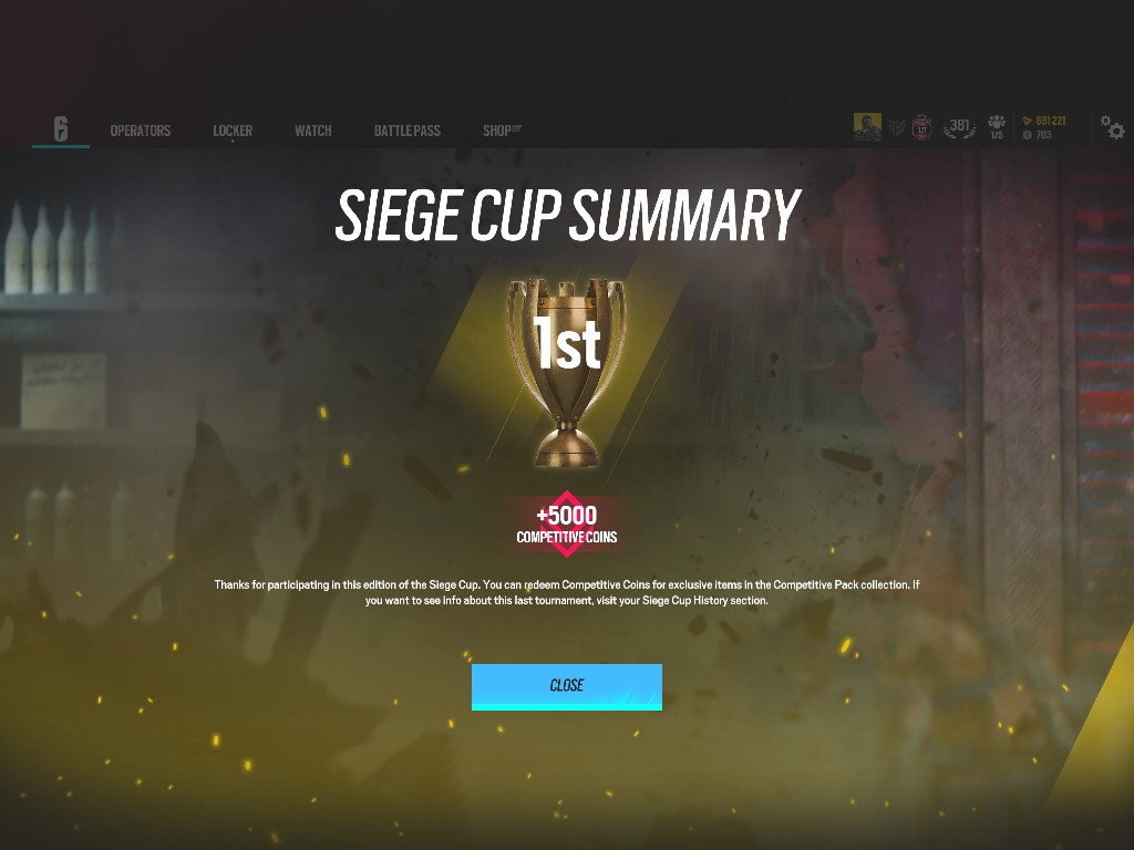 Won the 1st SIEGE CUP🏆