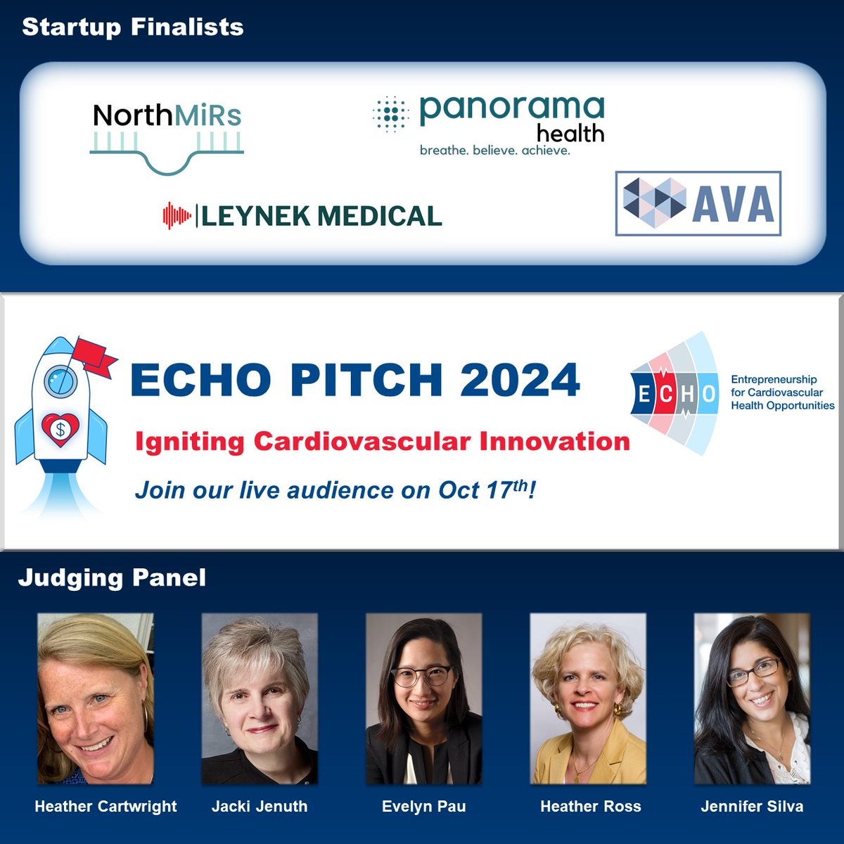 TBEP_UofT (@tbep_uoft) on Twitter photo Only 8 days left to ECHO PITCH 2024! Join us & watch 4 #CV startups compete for $250K. Judging panel: Heather Cartwright, Jacki Jenuth (<a href="/LumiraVentures/">Lumira Ventures</a>), Evelyn Pau (<a href="/amplitudeVC/">Amplitude Ventures</a>), <a href="/hearthealthydoc/">Heather Ross</a> (<a href="/UHN/">University Health Network</a>) & <a href="/jenniferavari/">Jen Silva, MD</a> (SentiAR, <a href="/STLChildrens/">STLChildrensHospital</a>). Details: tedrogersresearch.ca/echo-pitch/ Only 8 days left to ECHO PITCH 2024! Join us & watch 4 #CV startups compete for $250K. Judging panel: Heather Cartwright, Jacki Jenuth (<a href="/LumiraVentures/">Lumira Ventures</a>), Evelyn Pau (<a href="/amplitudeVC/">Amplitude Ventures</a>), <a href="/hearthealthydoc/">Heather Ross</a> (<a href="/UHN/">University Health Network</a>) & <a href="/jenniferavari/">Jen Silva, MD</a> (SentiAR, <a href="/STLChildrens/">STLChildrensHospital</a>). Details: tedrogersresearch.ca/echo-pitch/