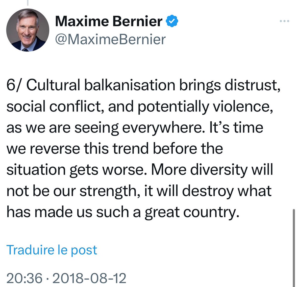 Six years ago, the whole political and media establishment ridiculed me when I said Trudeau’s mass immigration policies and cult of diversity would lead to social conflict and potentially violence. 

Today the same establishment is horrified that we have terrorist sympathizers