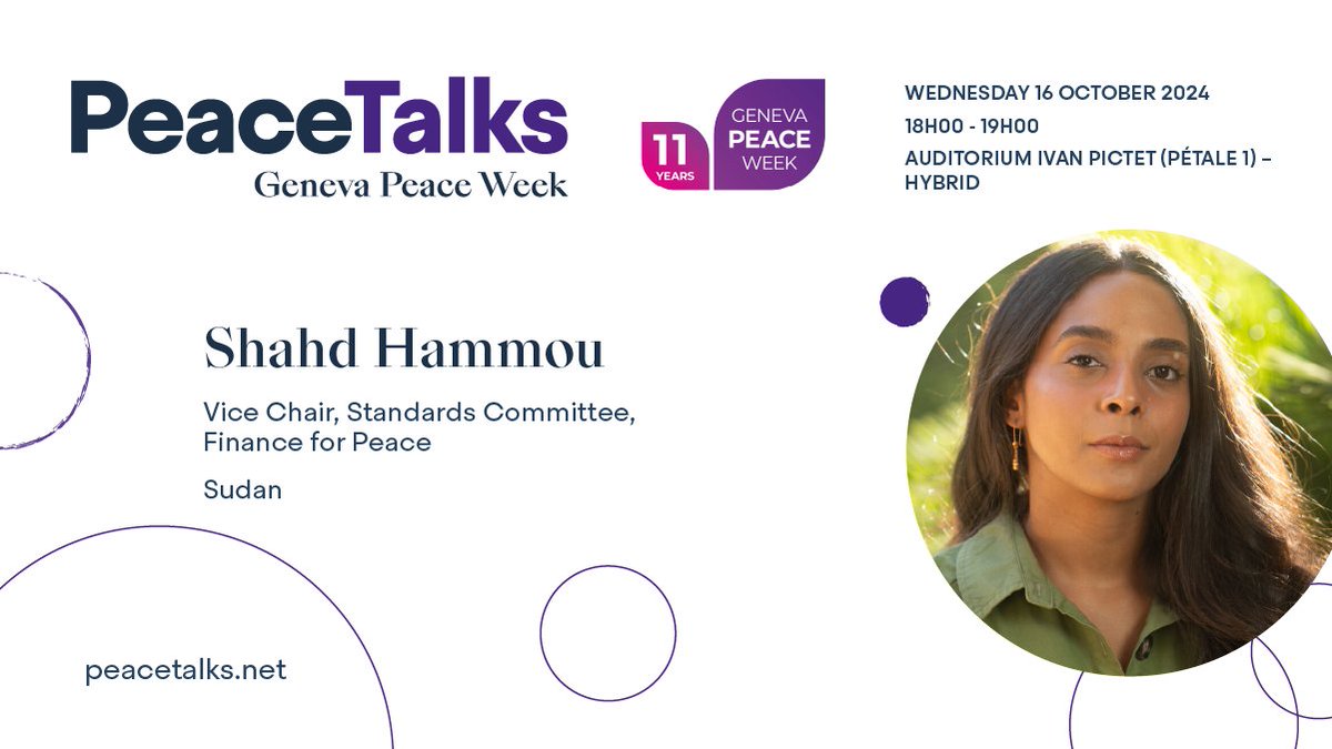 PeaceTalks___'s tweet photo. Gender, peace &amp; security specialist @shahdhammou, is the Vice Chair of the Standards Committee @FinanceForPeace. Shahd has led complex programming focusing on the resilience, recovery &amp; social cohesion of local communities. Join her @ the #PeaceTalksGPW 👉 https://t.co/2ziD5UWMTN https://t.co/NPSuau2sB5
