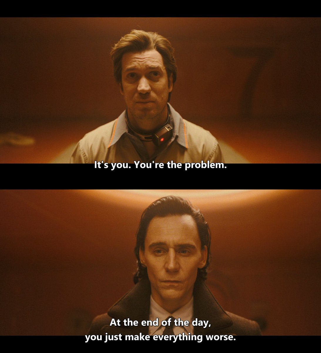 MsLm_97's tweet photo. When Odin says those words, Loki brushes it all off

When Mobius repeats it, Loki's genuinely rattled because he's at his lowest and believes it 

When Brad does it, Loki can overcome it even if it stings because he knows it's not true anymore https://t.co/F5TrUcU88g