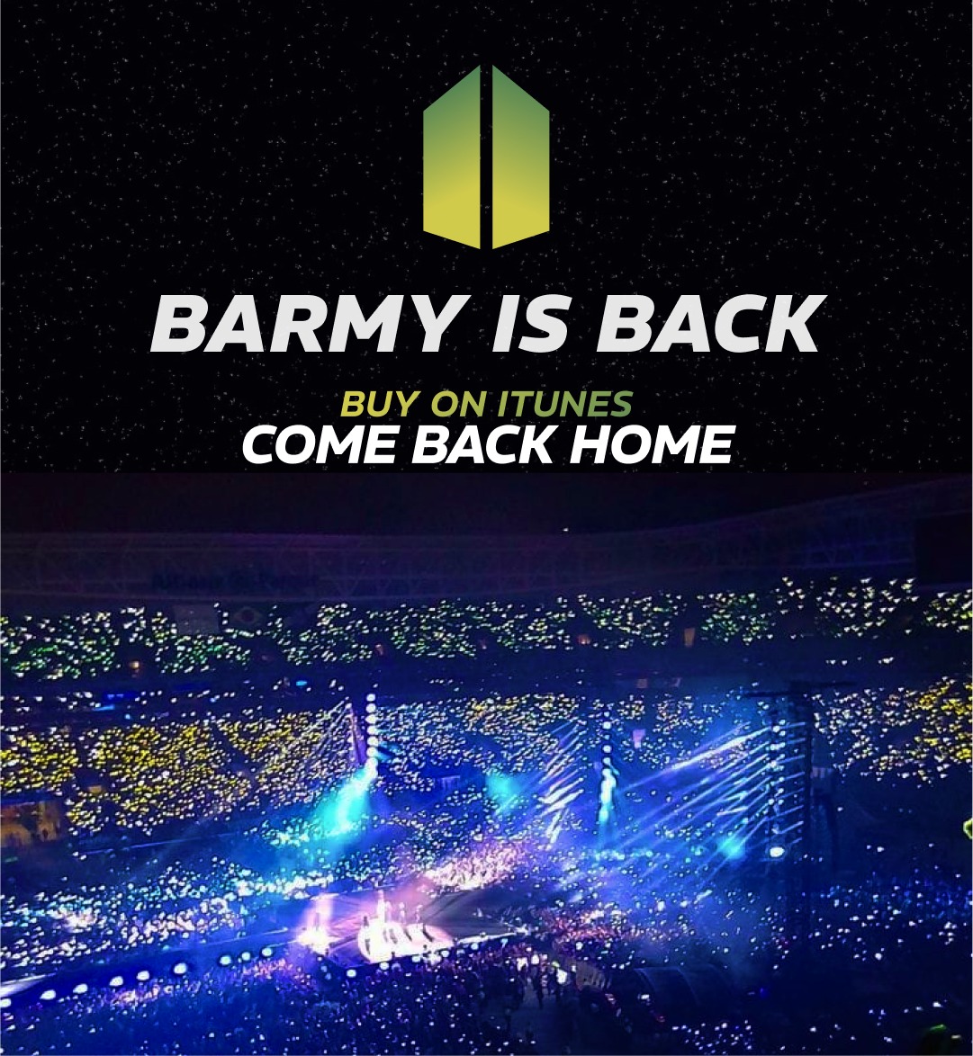 BTSOniTunesBR's tweet photo. 🎵| É HORA DE MOSTRAR QUE VOLTAMOS

Já que voltamos para nossa casa, também vamos voltar em grande estilo no iTunes e do jeitinho que gostamos: com o BTS em #1!

BARMY IS BACK
COMPRE COME BACK HOME NO ITUNES 
BUY COME BACK HOME ON ITUNES https://t.co/FLWa212aKW