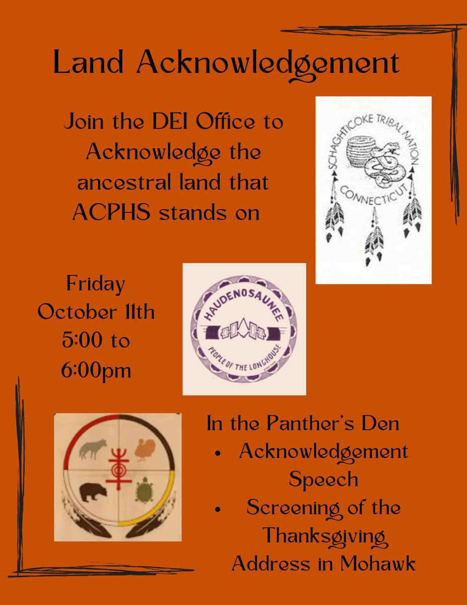 acphsofficial's tweet photo. Join ACPHS for a Land Acknowledgement Ceremony on Friday, October 11 at 5 pm in honor of #Indigenous Peoples Day. https://t.co/TduSFLfmjN