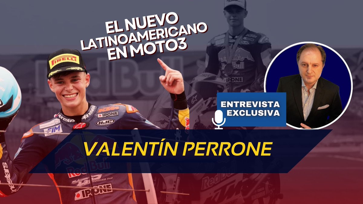 LigaMotera's tweet photo. Tras el título de #davidalonso quien sube a #Moto2  el próximo año habrá otro latinoamericano en #Moto3  el argentino Valentín Perrone. Con preguntas de @MartinUrruty  el mismo @valenperrone28  te cuenta 5 cosas que tal vez no sabías sobre él. https://t.co/8f7ssto0ba https://t.co/Nknq1IPuUd