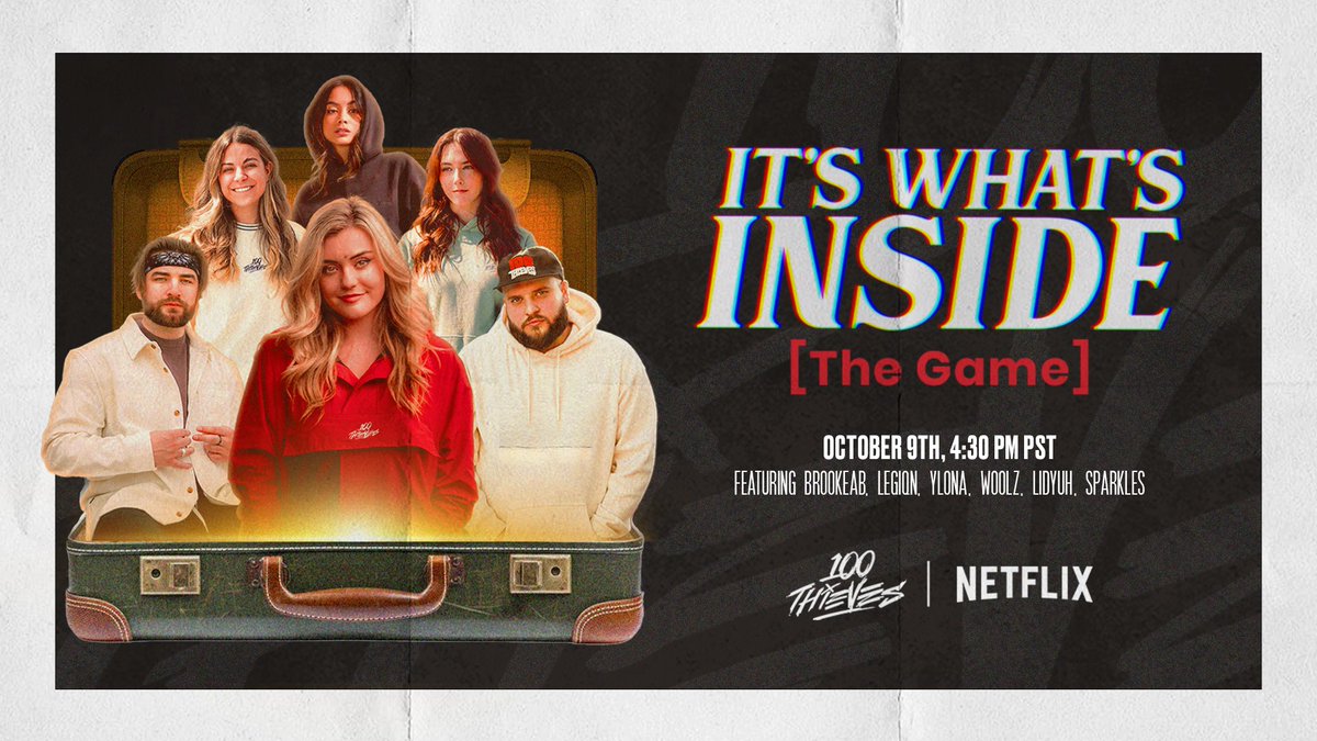 100Thieves's tweet photo. Just in time for October.

The Thieves family will be experiencing @netflix IT’S WHAT’S INSIDE the right way by playing &amp; streaming the thrilling game today at 4:30 pm PT.

You can watch IT’S WHAT’S INSIDE now on Netflix. #NetflixPartner https://t.co/EoWXvuqZQn