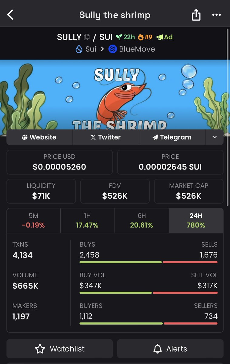 Called $SULLY here <$100k mcap and it’s been absolutely ripping. The team is grinding and providing constant updates. Definitely see this going to $1m+ in the short term 

dexscreener.com/sui/0xb5694a3c

<a href="/SuiSully/">Sully</a>