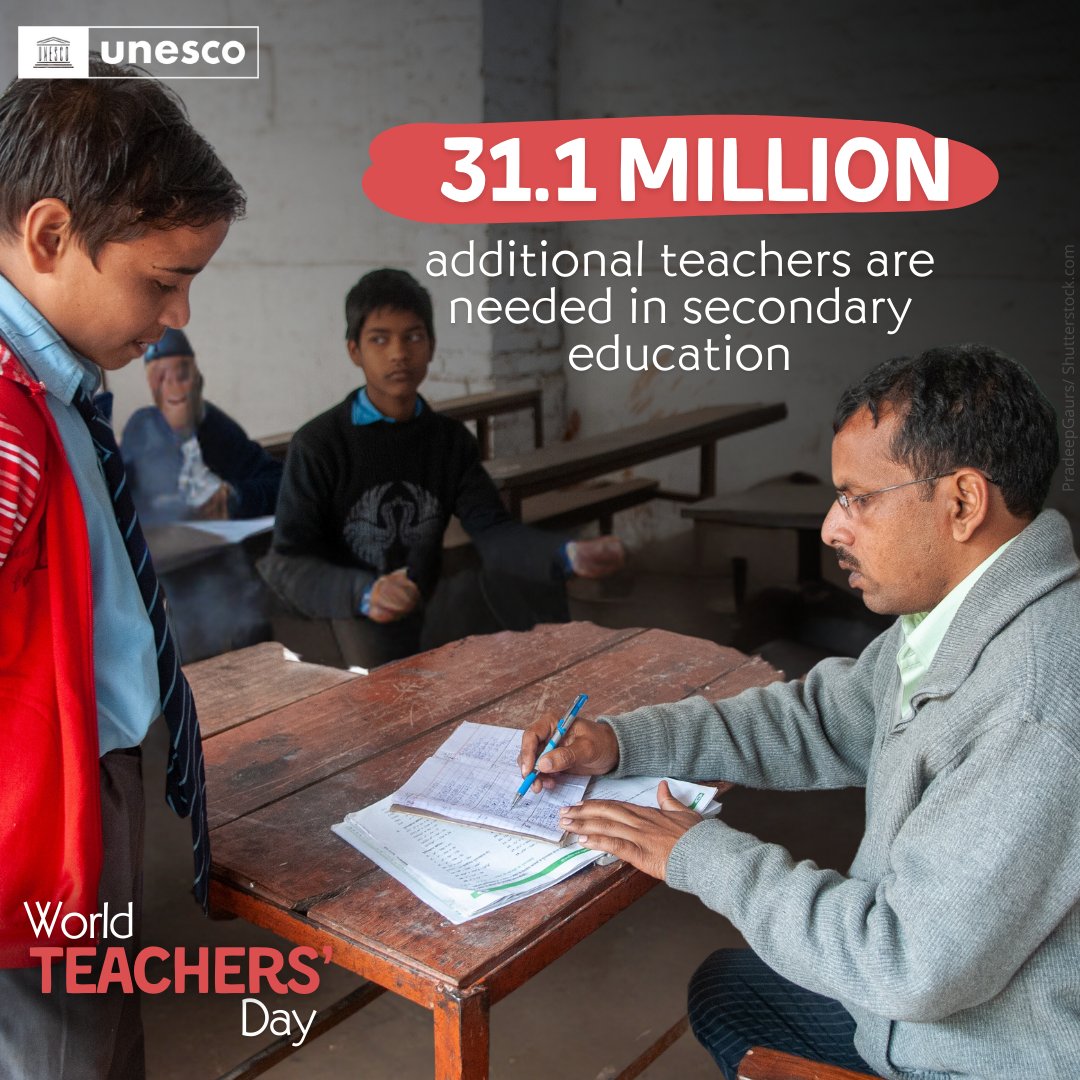 Secondary education has the greatest need for teachers.
We must listen to their voices and needs.
To close the gap.
on.unesco.org/TeachersDay

This week, #17at17 marks goal 4: Quality Education, with #WorldTeachersDay

#BetheChange for #SDGs
#GlobalGoals
<a href="/BuildnBlazeTV/">Build n Blaze TV</a>