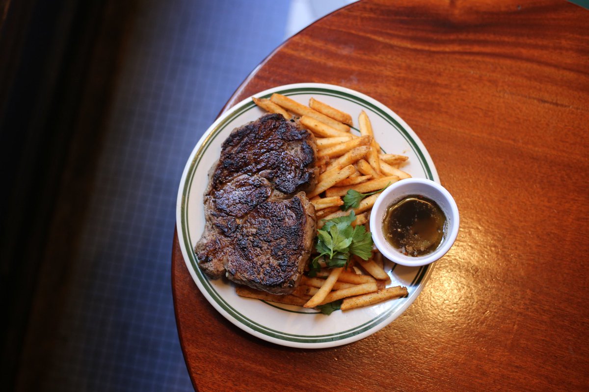 On the board: 

Steak Frites w/ a 12 oz Ribeye, beef fat french fries, black pan butter. 

👨‍🍳 @danwarsaw