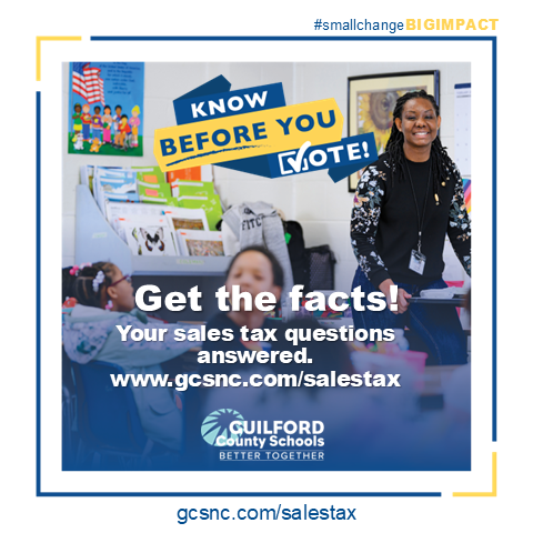 Guilford Co. Schools (@gcschoolsnc) on Twitter photo #SmallChangeBIGIMPACT | Get the facts about the fraction of a penny sales tax referendum before you vote: gcsnc.com/salestax #SmallChangeBIGIMPACT | Get the facts about the fraction of a penny sales tax referendum before you vote: gcsnc.com/salestax