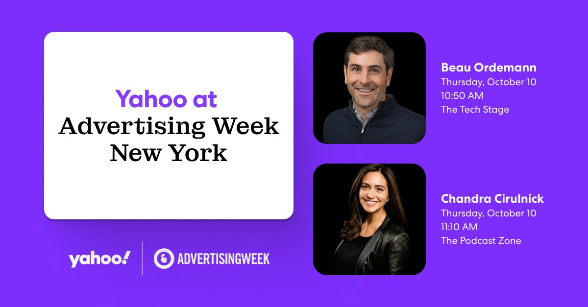 🎤Tomorrow, we’re diving into advancements in CTV targeting and the rise of podcast programmatic ads. Don’t miss <a href="/yahooads/">Yahoo Ads</a> Ordemann and Chandra Cirulnick on stage with industry leaders at <a href="/advertisingweek/">Advertising Week</a>! 🎯📈

📅 Join us: yhoo.ly/47VVZnW

#AWNewYork24