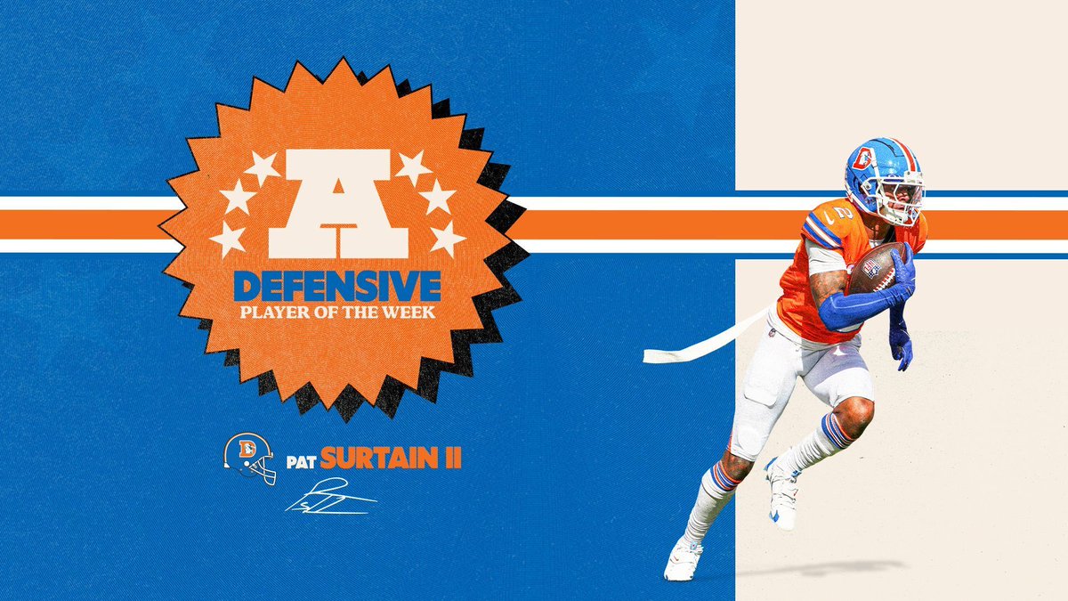 No surprise here. 🎮

RT to congratulate <a href="/PatSurtainll/">Patrick Surtain</a> on being named AFC Defensive Player of the Week‼️

📰 » bit.ly/3BGnuWv