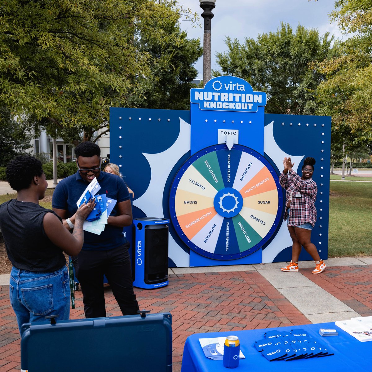 virtahealth's tweet image. Virta takes Alabama at Taste of UAB! 💙 Last week was a blast with our Nutrition Knockout wheel, sharing tips on sugar and weight loss. If you're in Birmingham, stop by Pepper Place market this Saturday to spin the wheel! 

#Virta #VirtaHealth #VirtaBhamBash