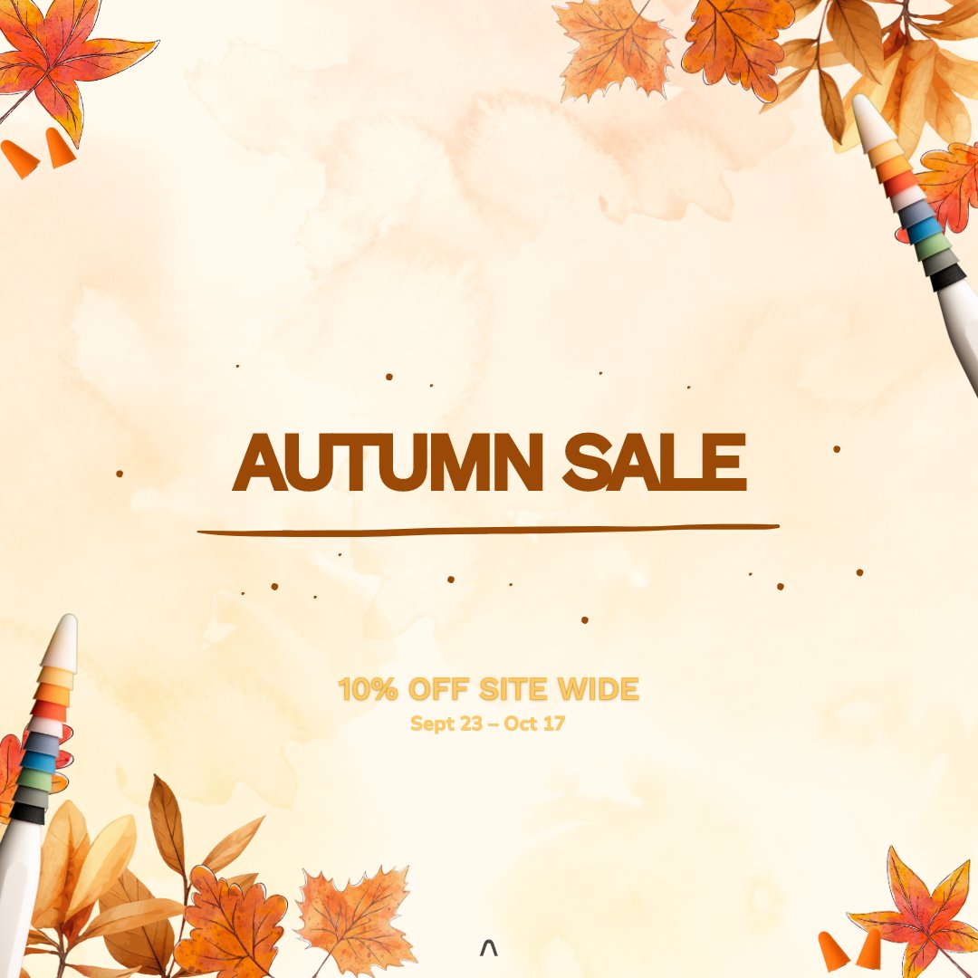pentips's tweet photo. Don’t let these deals fall away—our Autumn sale is ending soon! 🍂🍁

🍁Enjoy 10% OFF site-wide (excluding digital products) 

🐿️Click link in bio or visit https://t.co/Uho5xk2lLt to upgrade your drawing tools.

#pentips #digitalart #art #ipad #drawing #autumn #sale #fyp #foryou https://t.co/stlKE5lKEk