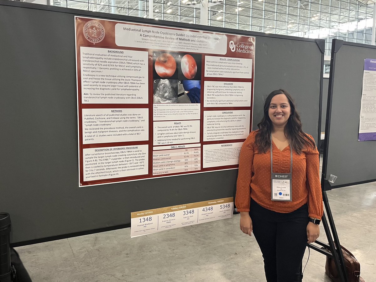 So proud of Dr. Shiwani Kamath PCCM fellow <a href="/OUHealth/">OU Health</a> presenting her THIRD original research poster at #CHEST2024 <a href="/HousseinYounes4/">Houssein Youness</a>