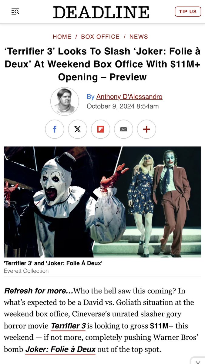 damienleone's tweet image. It’s certainly a surreal time to be a Terrifier fan 🤡✨🔥 #terrifier3 #arttheclown #almosthere #terrifier