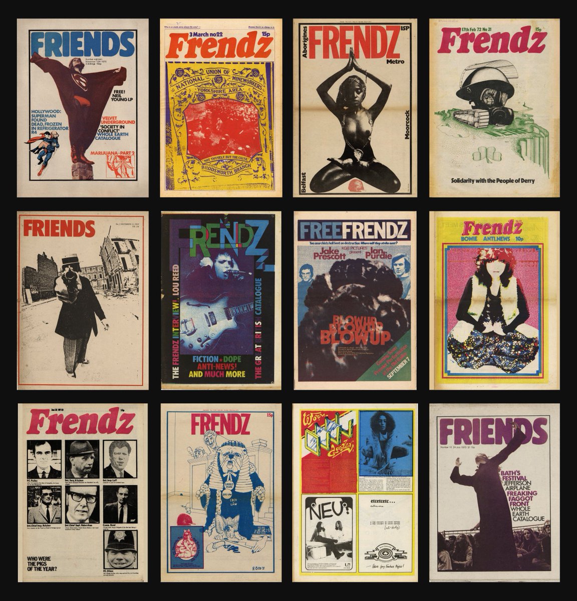 cathlynsa's tweet photo. Frendz (formerly Friends) was a British underground magazine • known for its psychedelic covers and influential role in shaping the early 1970s counterculture. https://t.co/Xy62c74GsK