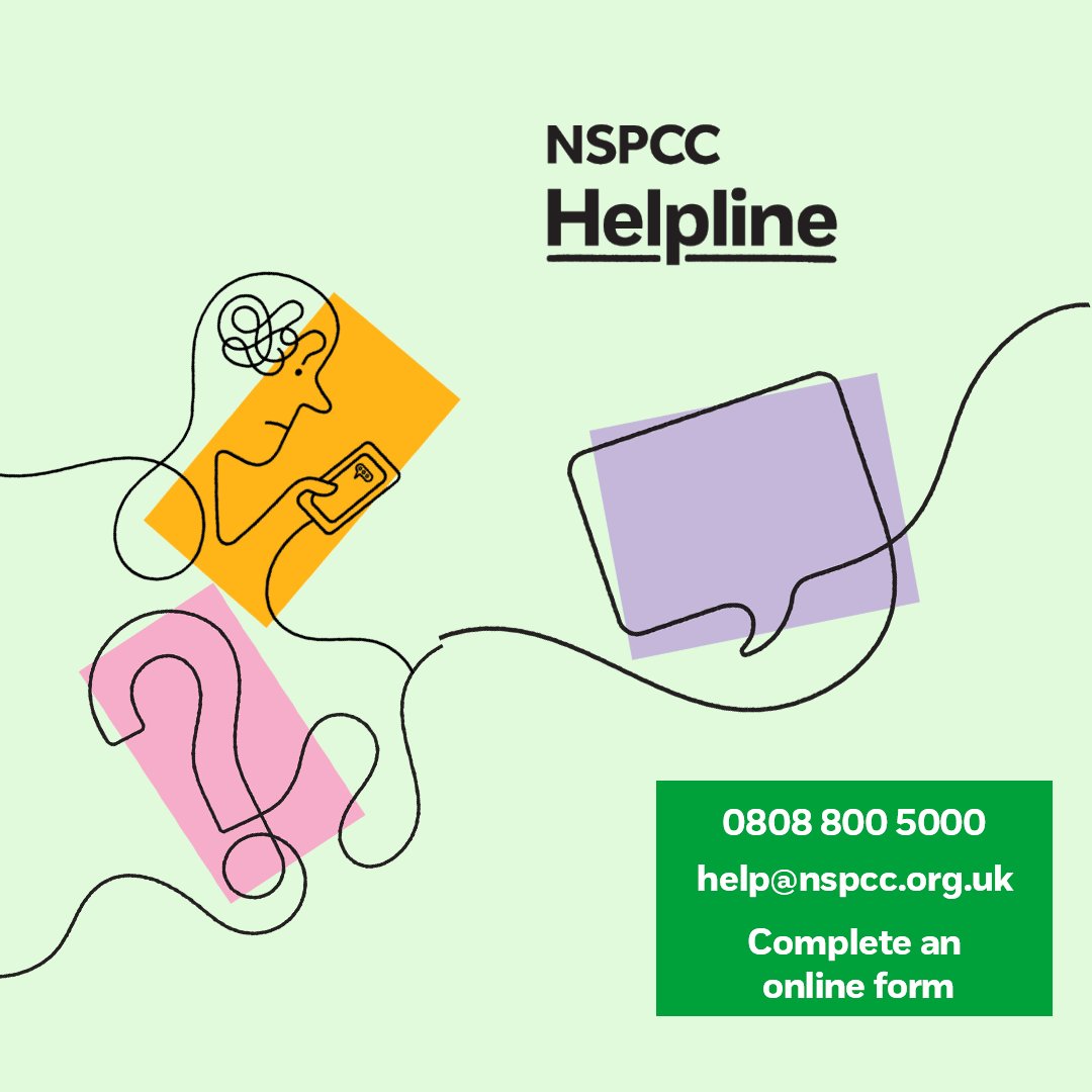 If you have any concerns about a child's safety or wellbeing, share them with us. The NSPCC Helpline is available to provide expert advice and support. Visit bit.ly/3HaFSXn for more information.

 #NSPCC #Helpline