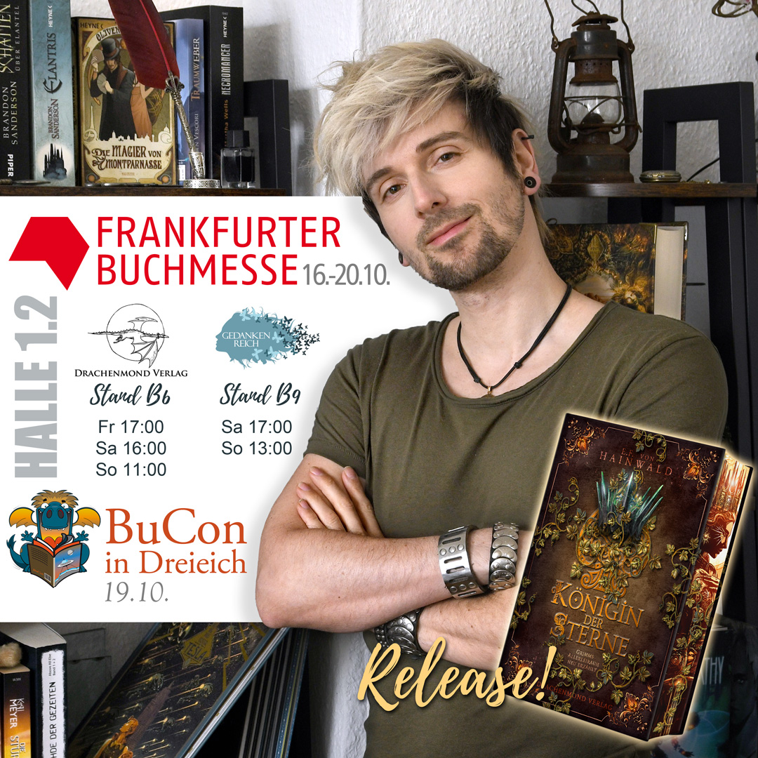 Messe-Chaos - ich komme!🎉

In einer Woche startet die <a href="/Book_Fair/">FrankfurterBuchmesse</a>  und das <a href="/BuConDreieich/">Buchmesse Convent</a> - ich bin schon verdammt aufgeregt!🤩Beim 7. Roman müsste man meinen, dass der Herr Autor etwas besser abgebrüht sei, aber es gibt da so ein paar Besonderheiten.😎

Ich freu mich auf euch!❤️