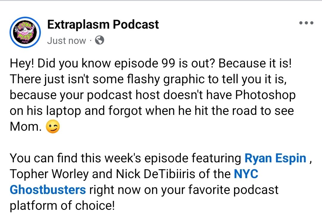extraplasm (@extraplasm) on Twitter photo Heads up! If you haven't found it already, this week's episode of <a href="/extraplasm/">extraplasm</a> is live as of this morning, and features Ryan Espin, Nick DeTibiiris & Topher Worley of the NYC Ghostbusters! . Tune in as we chat about NYC's plans for Spooky Season, including NY Comic-Con & more! Heads up! If you haven't found it already, this week's episode of <a href="/extraplasm/">extraplasm</a> is live as of this morning, and features Ryan Espin, Nick DeTibiiris & Topher Worley of the NYC Ghostbusters! . Tune in as we chat about NYC's plans for Spooky Season, including NY Comic-Con & more!