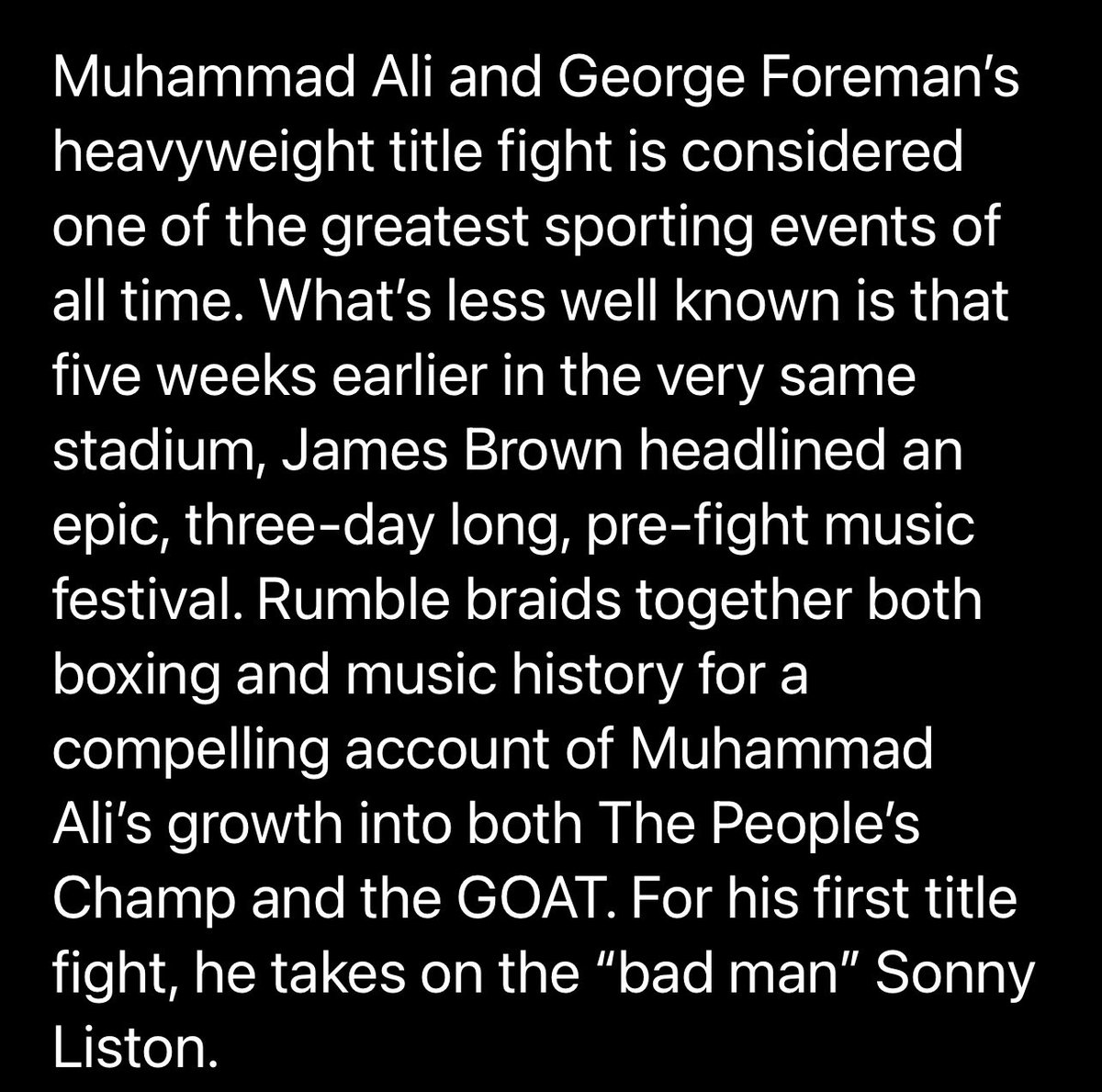 The Rumble in the Jungle heavyweight title fight…

Muhammad Ali vs. George Foreman… in Zaire!

50 years ago, they made history. 

But their fight is only part of the story

Here’s Episode 1 of “Rumble: Ali x Foreman and the Soul of ‘74”

Listen here:  landing.podtrac.com/d9zp2l3q