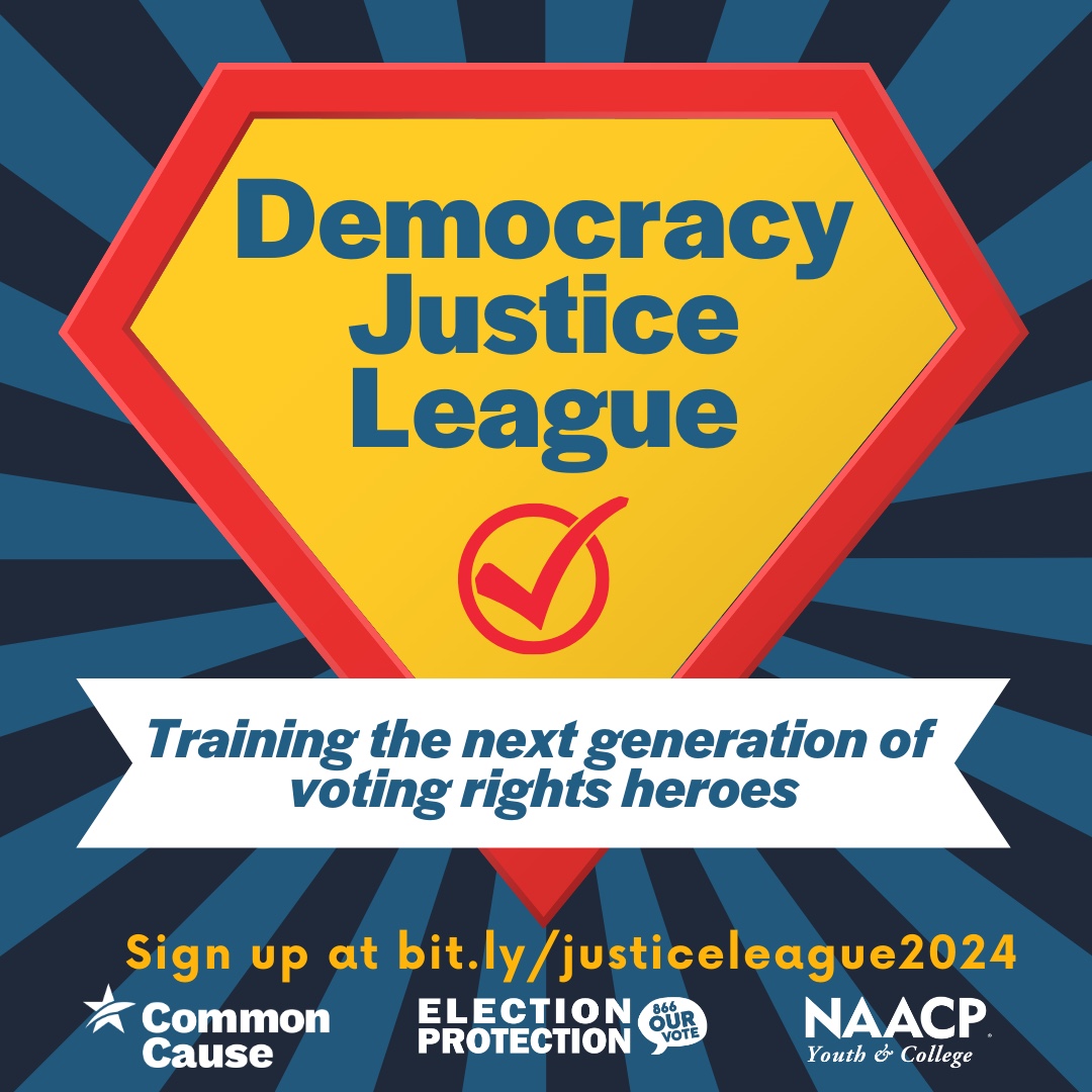 AdvanceMaryland's tweet image. Join @CommonCauseMD for the Democracy Justice League, a virtual day of training for election protection on Friday Oct 25 from 12-6 PM! 

Open to ages 18-26. Food vouchers &amp;amp; $150 stipend provided. SIGN UP HERE: mobilize.us/commoncause/ev…