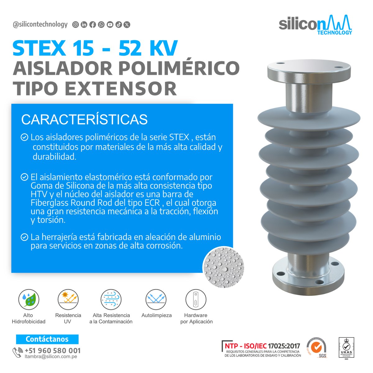 _silicontech's tweet image. TEX 15-52 KV | #Aislador Polimérico Tipo Extensor
⚙️ Alta tecnología para ambientes de alta corrosión y contaminación 🌧️💨. Ideal para la #fabricación de aparatos de maniobra como #seccionadores unipolares, portabarras y soportes tipo columna 🔧. 
#EnergíaSegura #AltaTensión