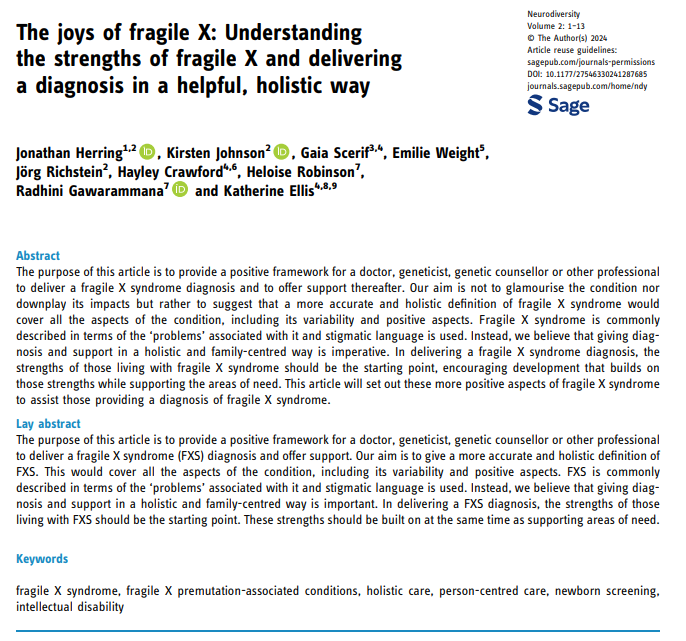 FraXI_FragileX's tweet photo. Waiting for International fragile X Awareness Day we share with you "The joys of fragile X: Understanding the strengths of fragile X and delivering a diagnosis in a helpful, holistic way" https://t.co/AIpZmT18xg
#internationalfragilexawarenessday2024 #10october #XX24 #weareaforce https://t.co/vguwjSde9a