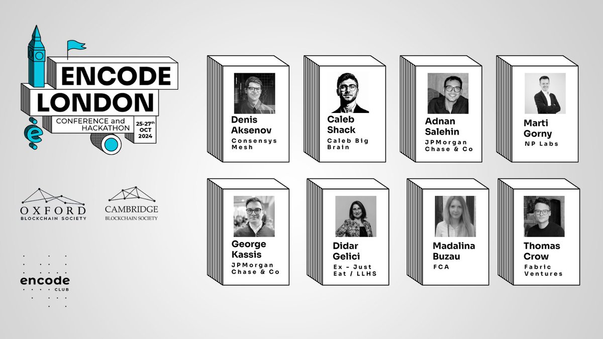 Encode Club (@encodeclub) on Twitter photo And to support you through every step of the hack, we’ve got the best mentors and judges ready to guide and select the top ideas 🏆
• <a href="/aksenovd15/">Denis Aksenov</a> (<a href="/ConsensysMesh/">Consensys Mesh</a>)
• @0xShack (<a href="/BigBrainVC/">Big Brain Holdings</a>)
• Adnan (<a href="/jpmorgan/">J.P. Morgan</a>)
• <a href="/m2magician/">Marti</a> (<a href="/NPLabs_/">NP Labs</a>)
• <a href="/Gkas23/">George Kassis</a> (Onyx by <a href="/jpmorgan/">J.P. Morgan</a>)
• <a href="/DGelici/">didar</a> And to support you through every step of the hack, we’ve got the best mentors and judges ready to guide and select the top ideas 🏆
• <a href="/aksenovd15/">Denis Aksenov</a> (<a href="/ConsensysMesh/">Consensys Mesh</a>)
• @0xShack (<a href="/BigBrainVC/">Big Brain Holdings</a>)
• Adnan (<a href="/jpmorgan/">J.P. Morgan</a>)
• <a href="/m2magician/">Marti</a> (<a href="/NPLabs_/">NP Labs</a>)
• <a href="/Gkas23/">George Kassis</a> (Onyx by <a href="/jpmorgan/">J.P. Morgan</a>)
• <a href="/DGelici/">didar</a>